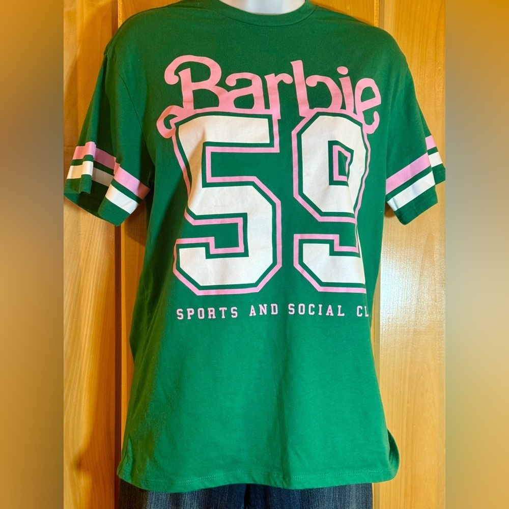 Mattel Barbie Hybrid Kelly Green & Pink Football style jersey,‎ XXS